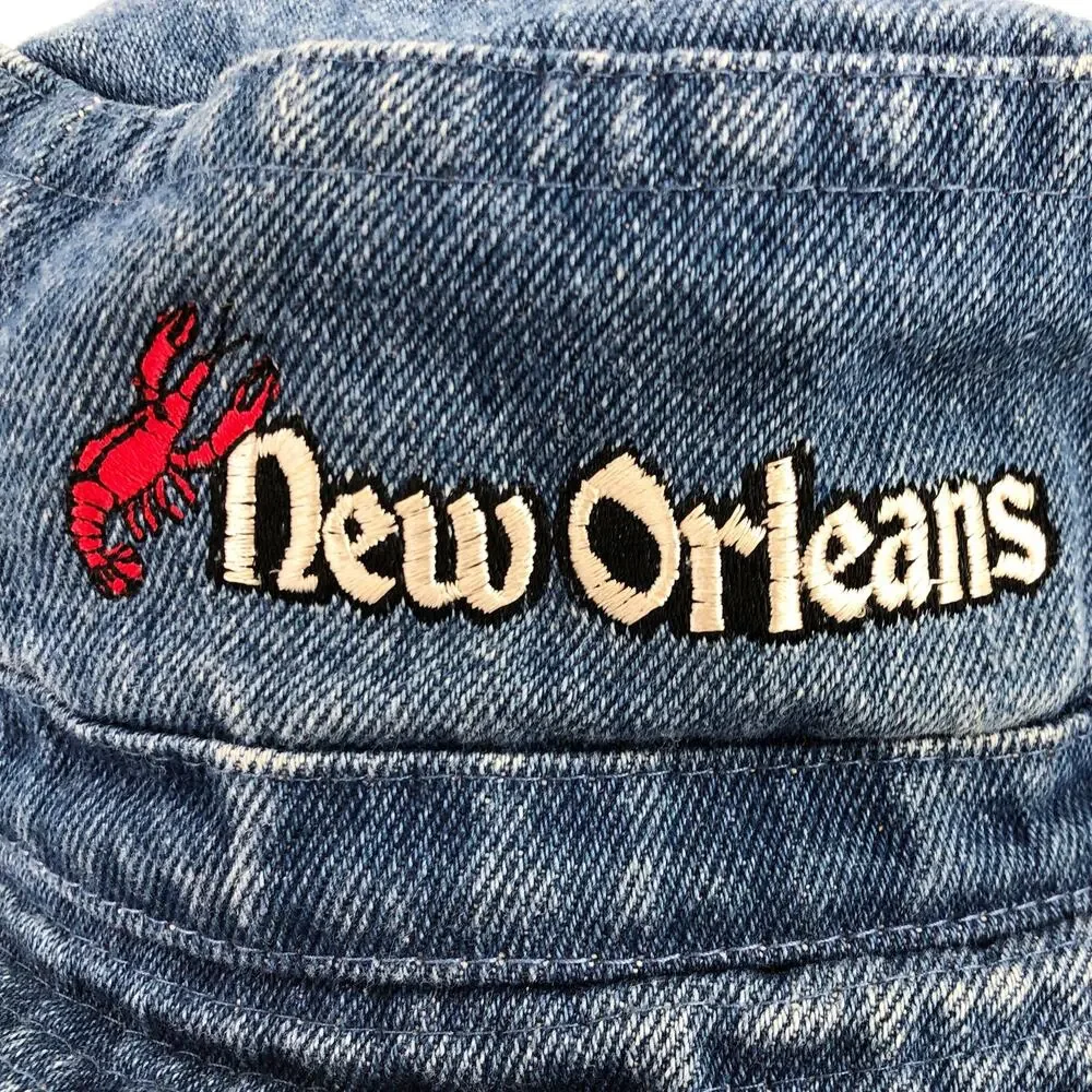 90s denim bucket hat New Orleans crawfish 1990s vintage